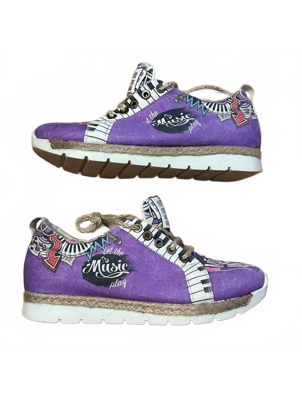 GOBY Admiration of Music Sneaker Shoes Purple Canvas Lace Up | Size 38 US 7.5